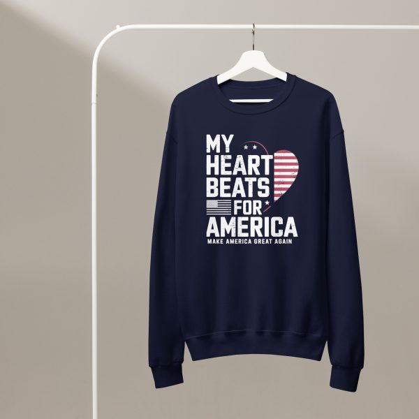 My Heart Beats for America Crew Neck Sweatshirt - Image 3
